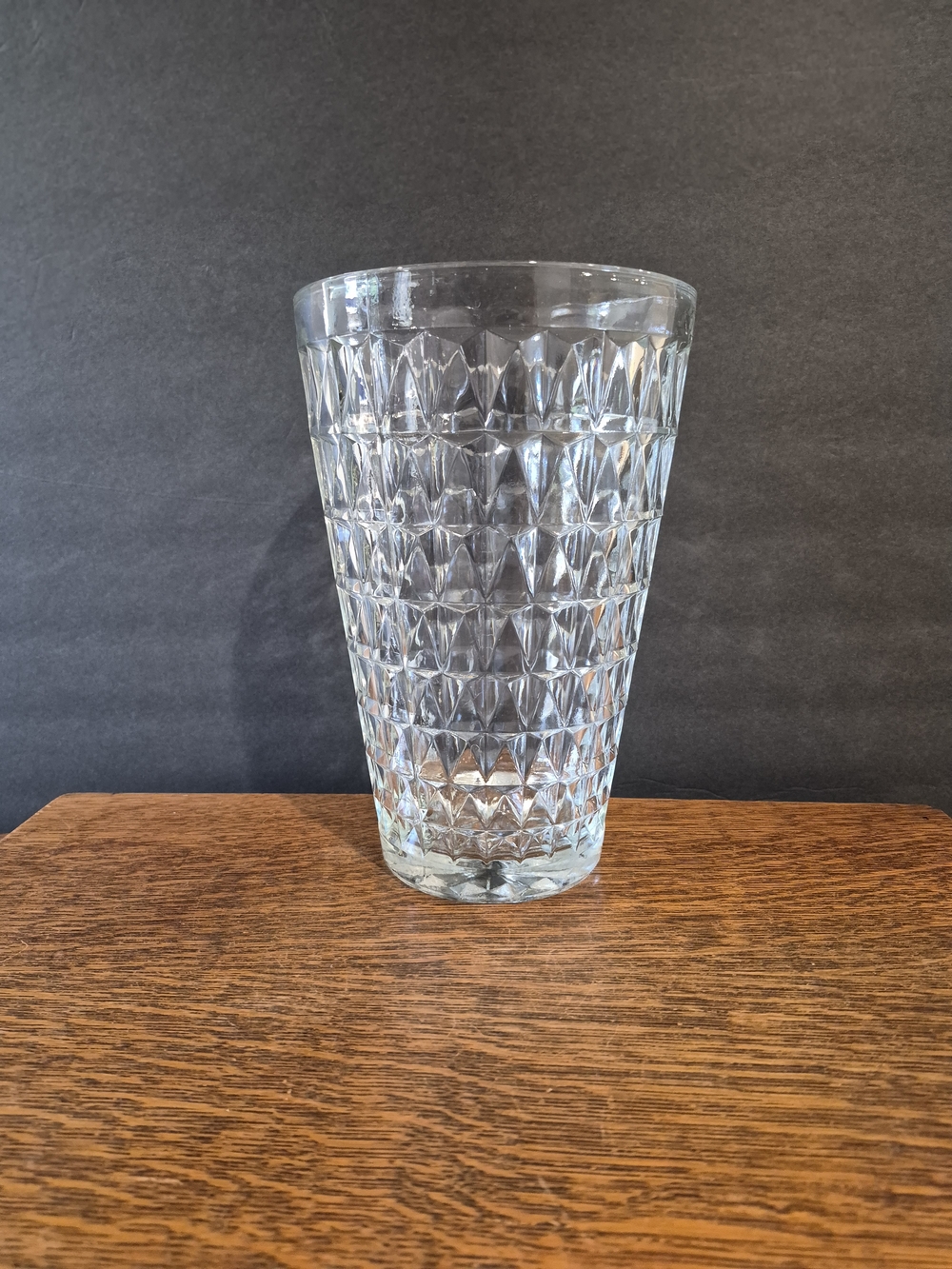 Vintage E.O. Brody Co. 10" Clear Pressed Glass Vase